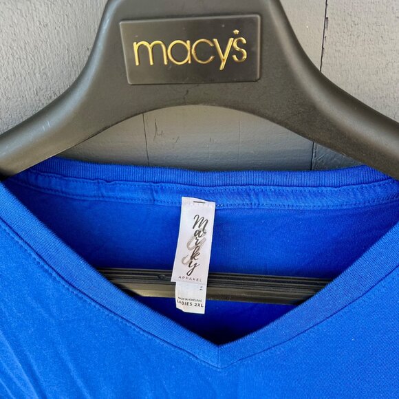 Marky G Apparel Blue Women's Tee Cotton/Poly V-Neck Size 2XL NWT - Picture 3 of 3